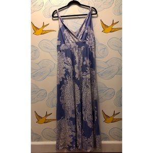 Garnet Hill Blue Floral Maxi Dress